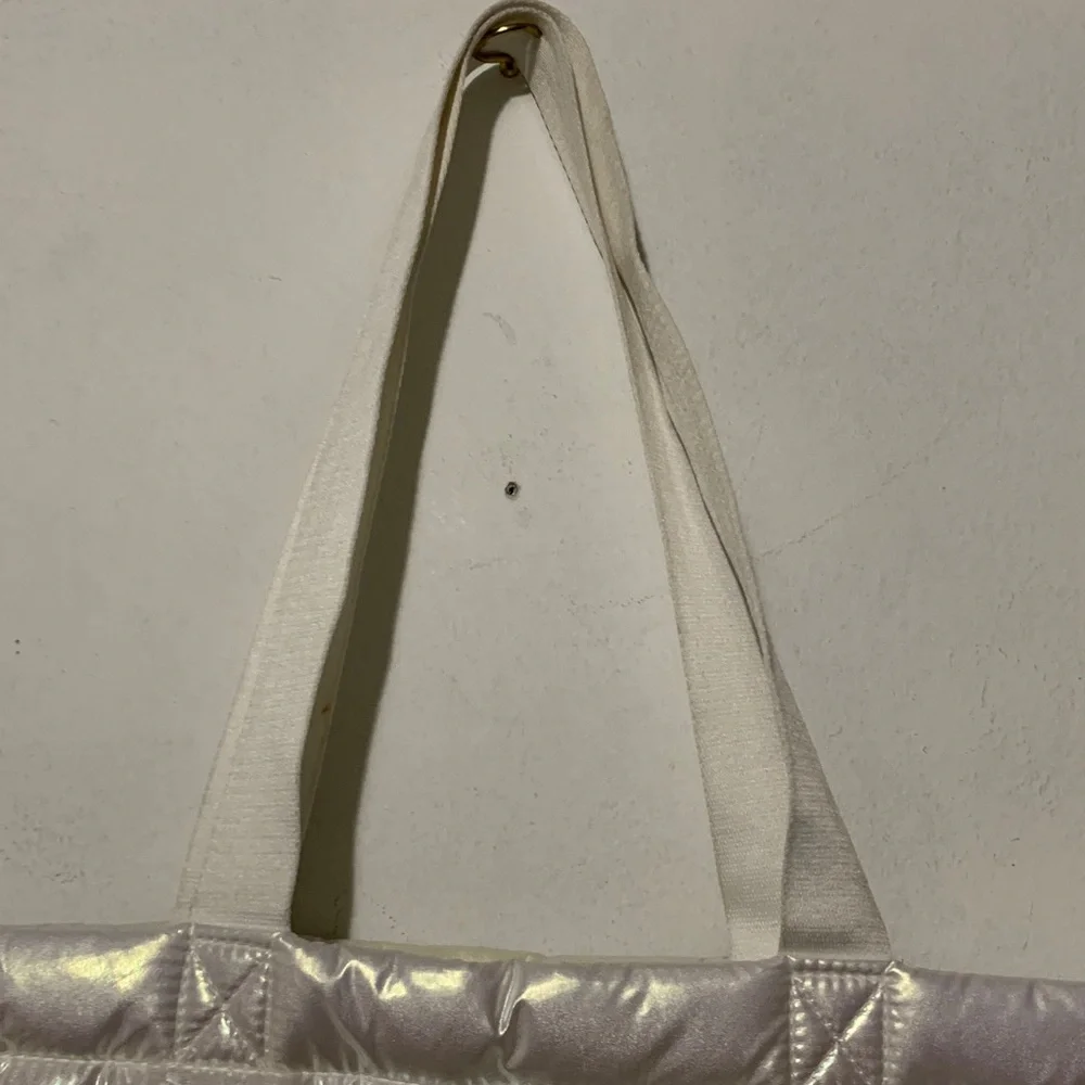 Bath & Body Works White Iridescent Quilted Tote Bag